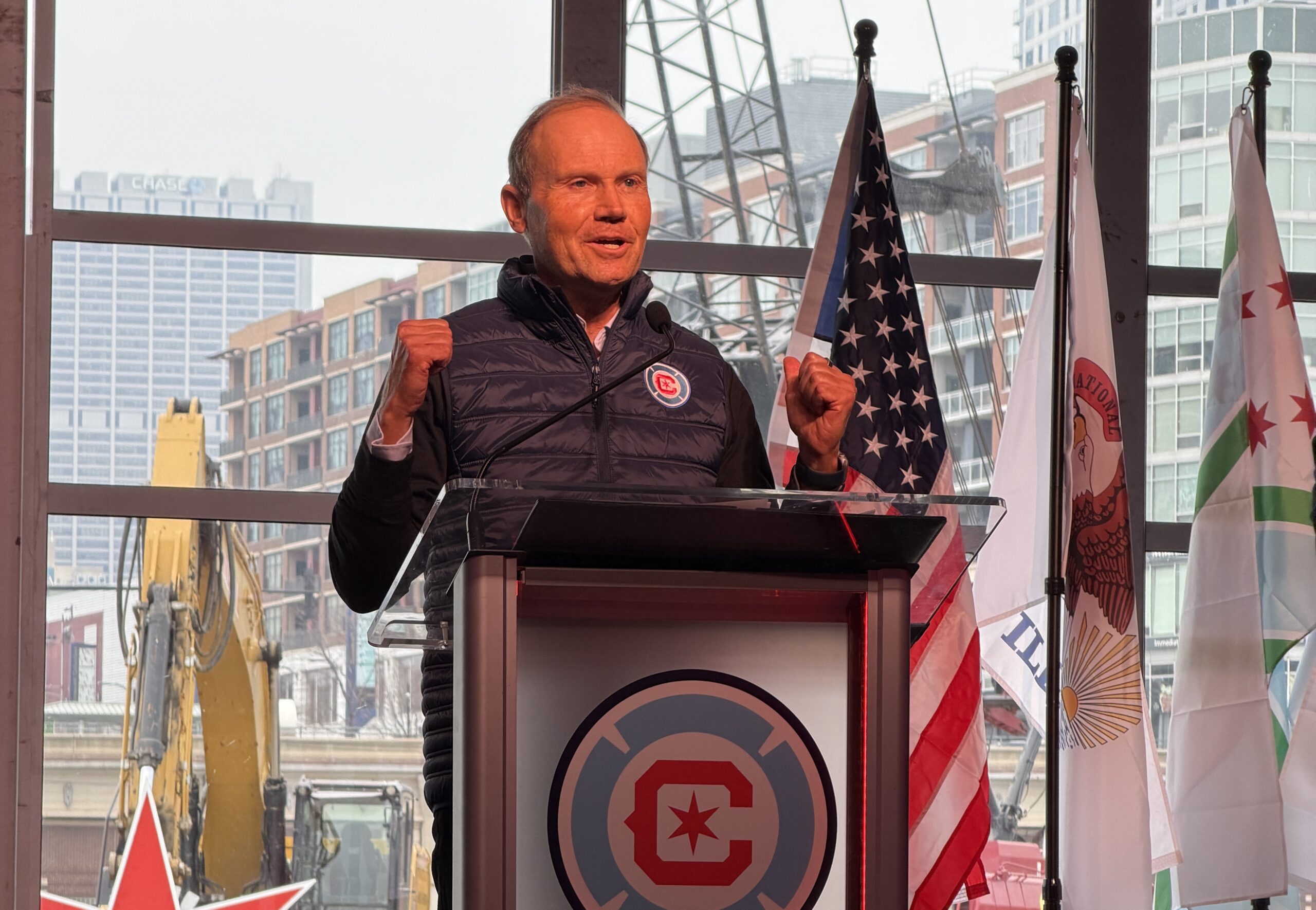 Joe Mansueto speaking at the Chicago Fire FC stadium groundbreaking